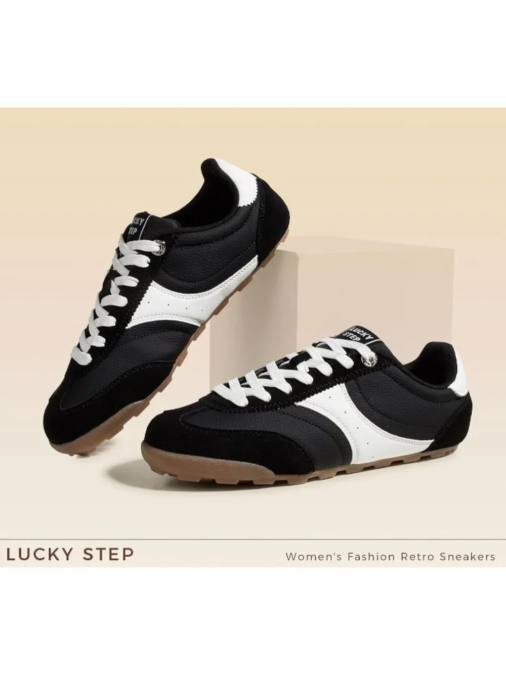 Women's Black Retro Fashion Lightweight Non Slip Thin Sole Comfortable Sneakers